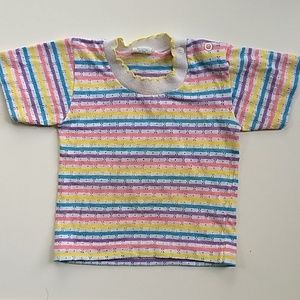 Vintage Cotton/Poly Rainbow Eyelet T Shirt